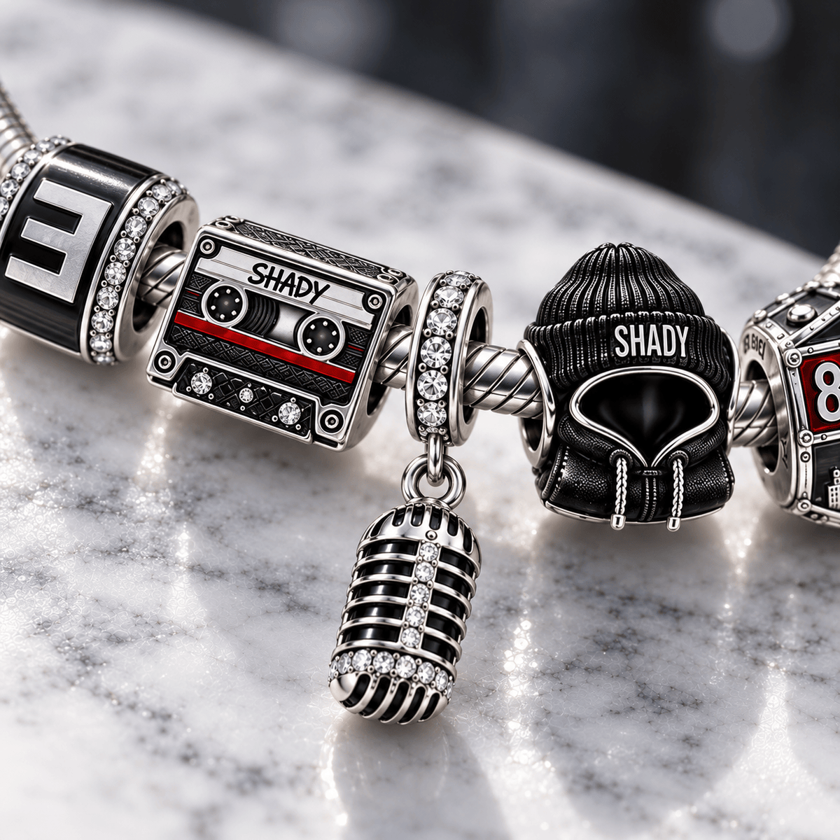EMN Silver Charm Bracelet Set PTT